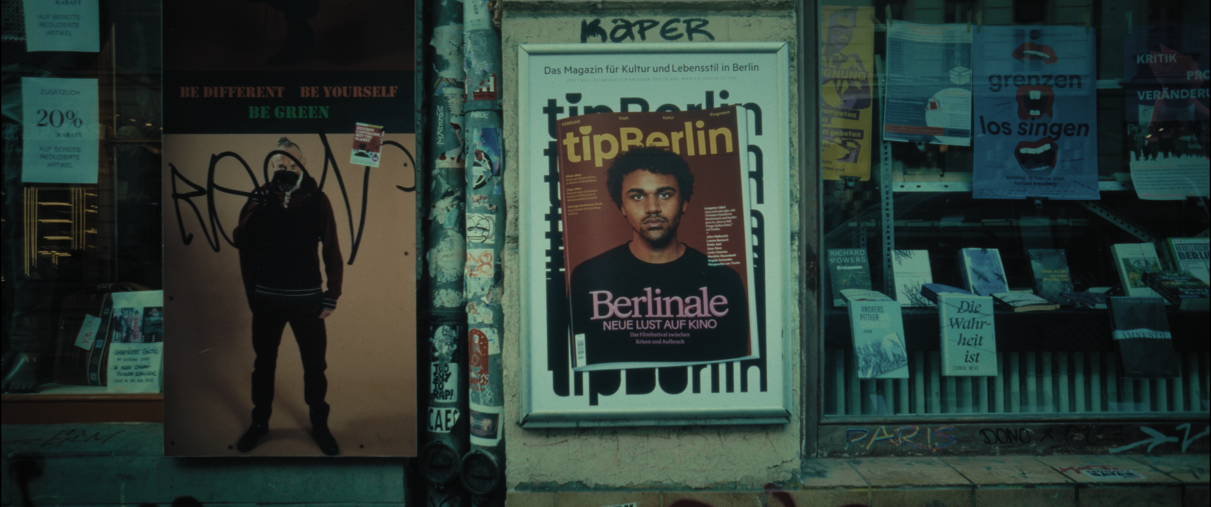 Berlin street poster wall with a tipBerlin Berlinale magazine cover